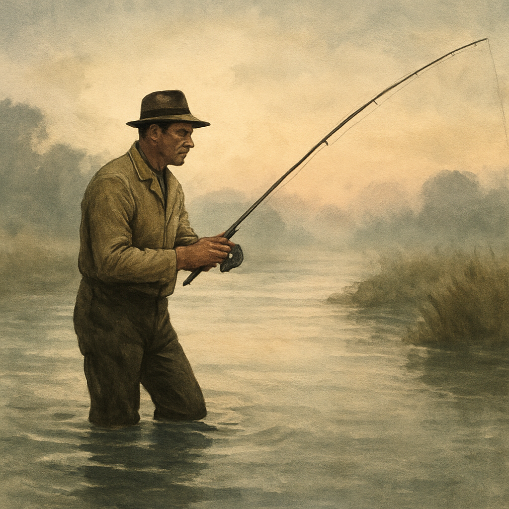 Salt and Salt Air: Stripes and Blues on Assateague — vintage illustration inspired by Assateague Island in Maryland fishing for striped bass, bluefish