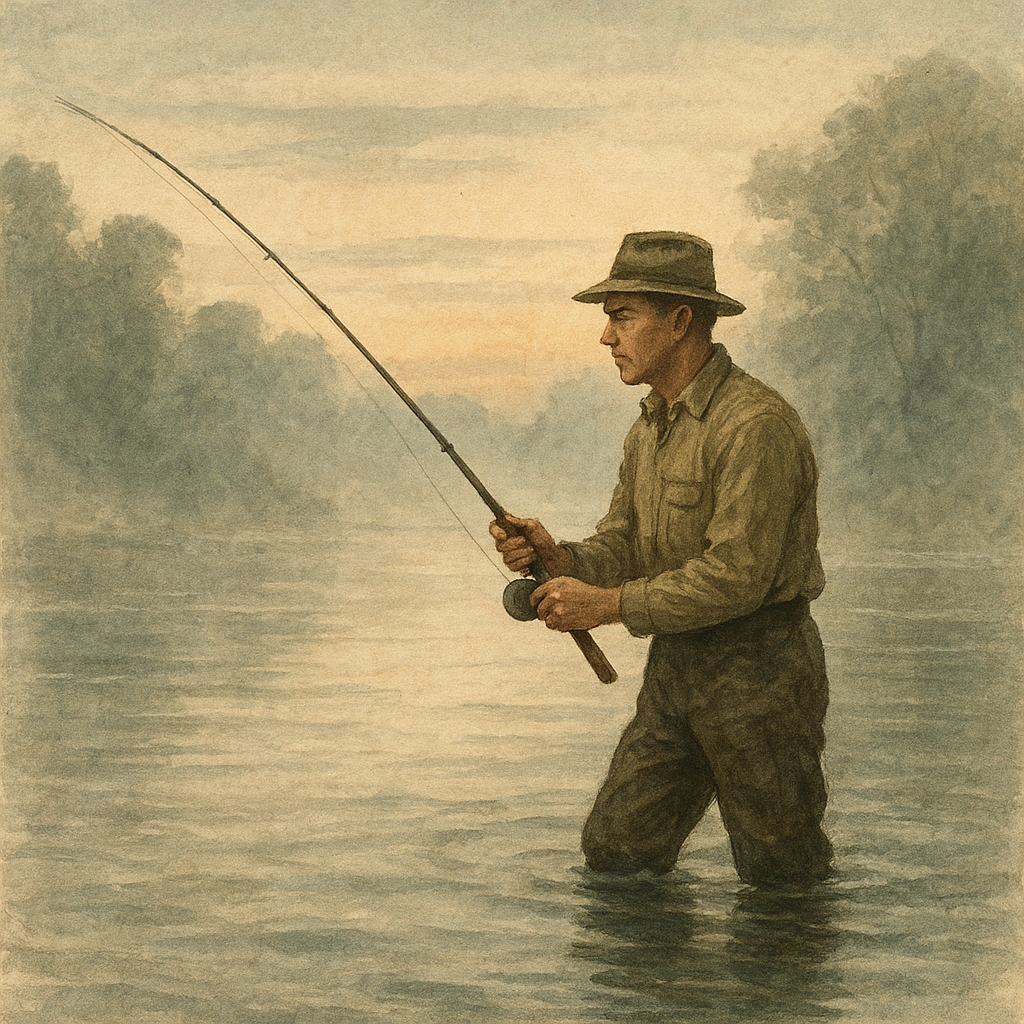 From Farmington River to Long Island Sound: Stripes and Blues by New Haven Harbor — vintage illustration inspired by Long Island Sound (New Haven) in Connecticut fishing for striped bass, bluefish