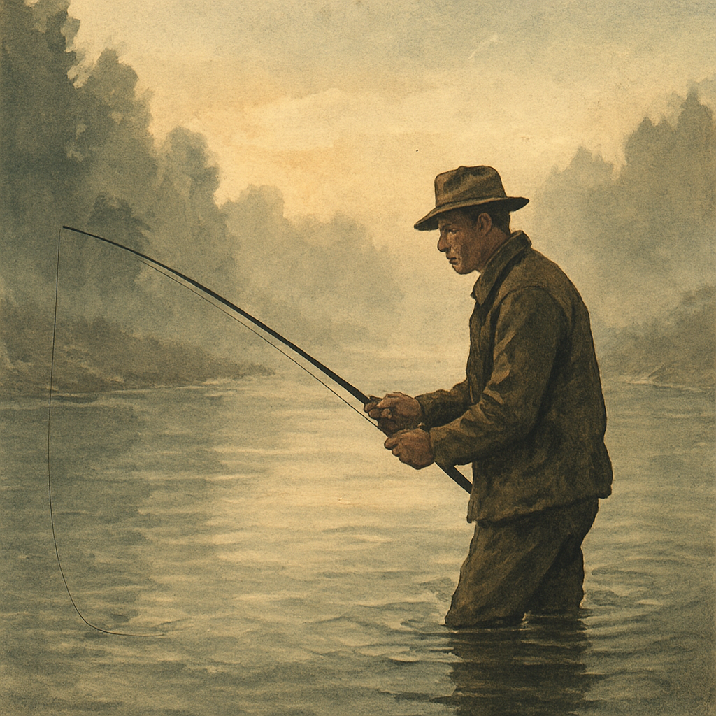 Cold Surf, Quiet Lungs: Steelhead and Walleye on Lake Erie’s Presque Isle — vintage illustration inspired by Lake Erie (Presque Isle) in Pennsylvania fishing for steelhead, walleye